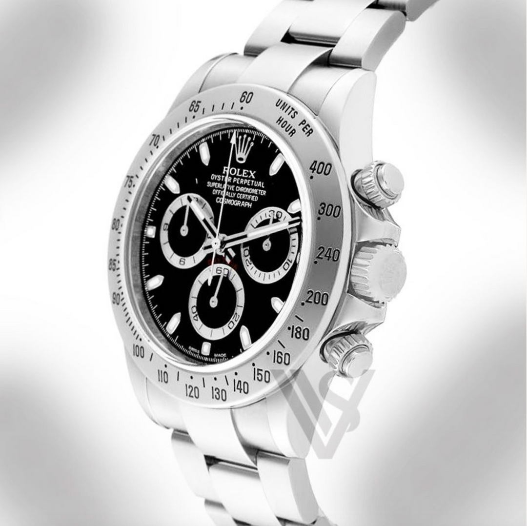 Pre Owned Rolex Daytona Steel Bezel - Black Index Dial - Oyster Bracelet 2002