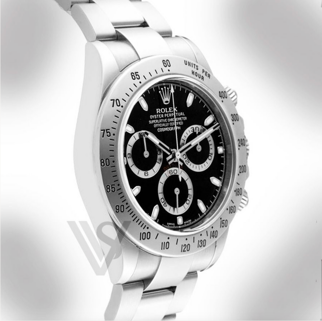 Pre Owned Rolex Daytona Steel Bezel - Black Index Dial - Oyster Bracelet 2002