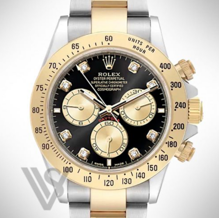 Brand New Rolex Daytona 18K Yellow Gold & Oyster Steel Black Dial