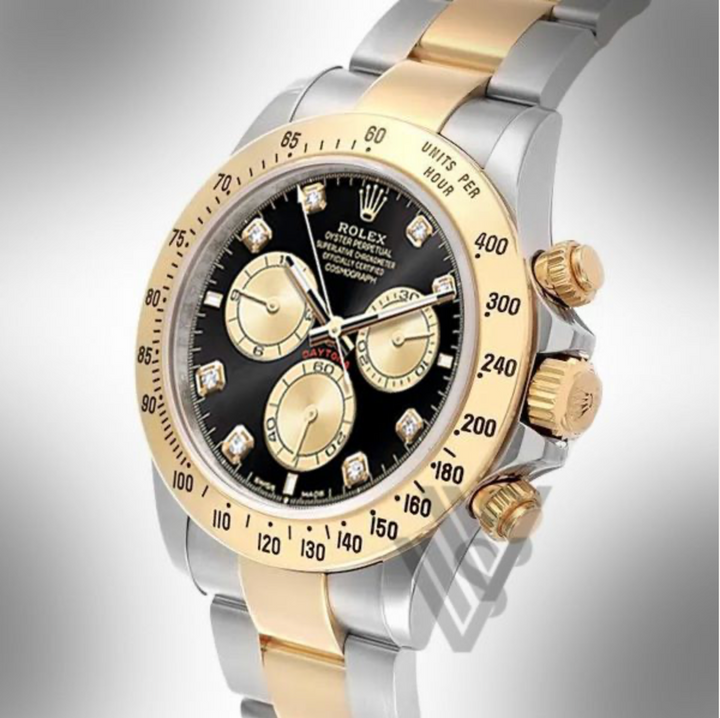 Brand New Rolex Daytona 18K Yellow Gold & Oyster Steel Black Dial
