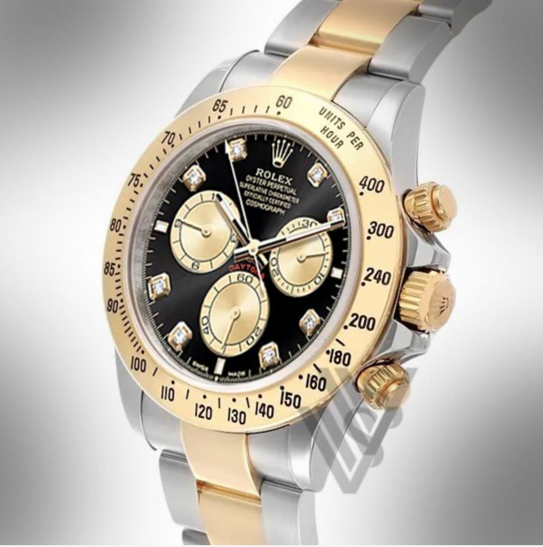 Brand New Rolex Daytona 18K Yellow Gold & Oyster Steel Black Dial