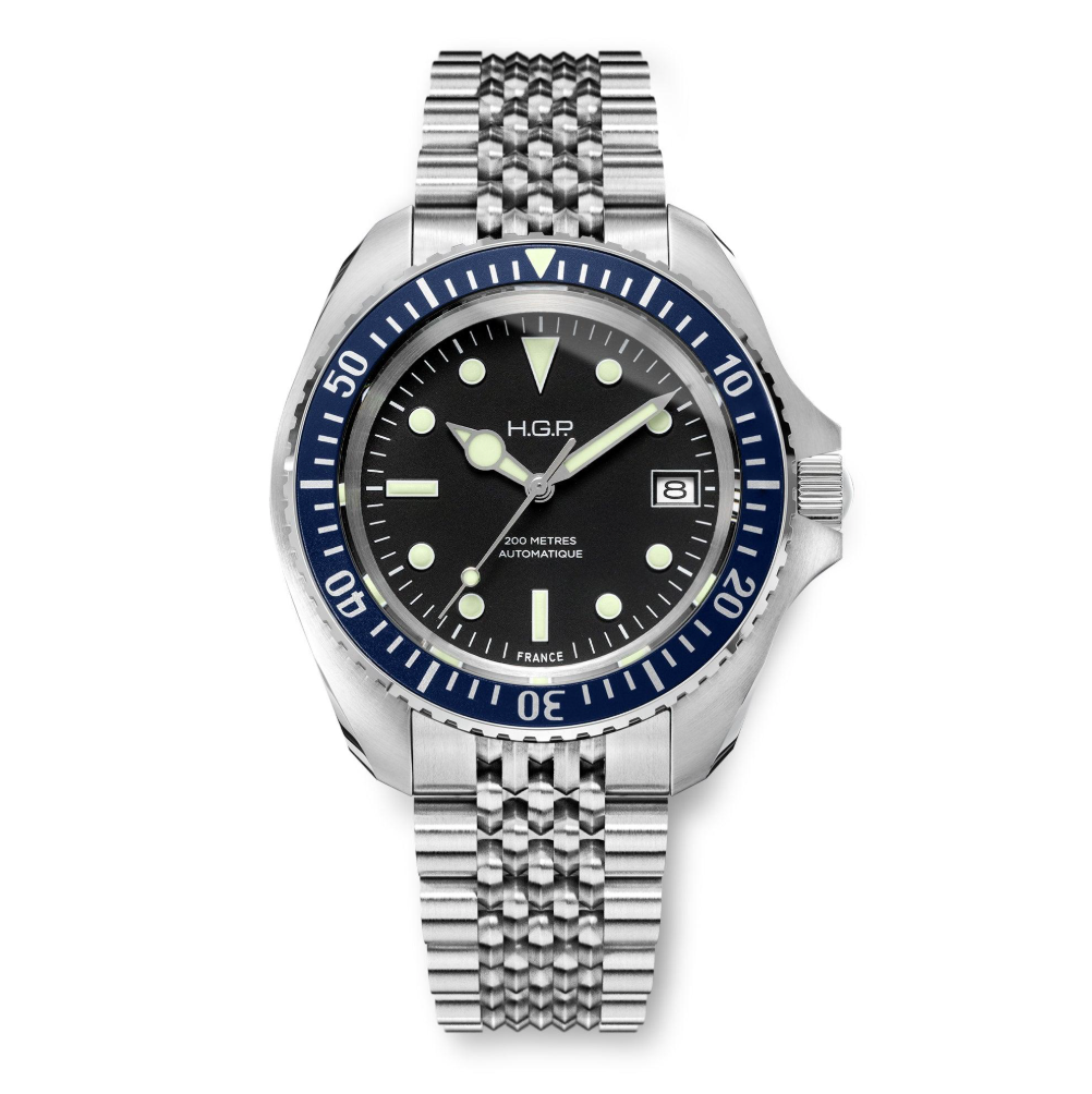 Diver 200M Automatic Bracelet Diving Watch - Blue | Black Dial