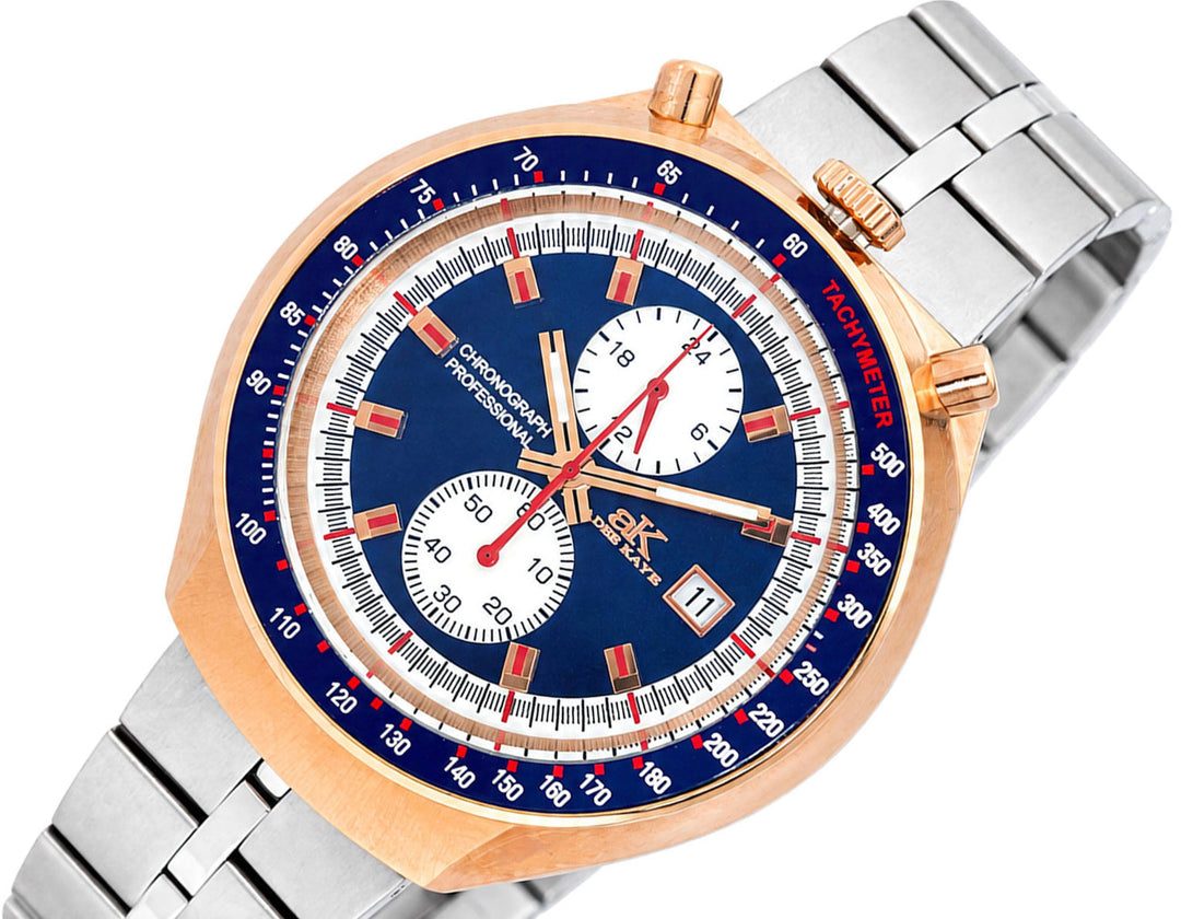 MUSCLE COLLECTION BLUE-ROSETONE/ SILVER TONE Blue Dial
