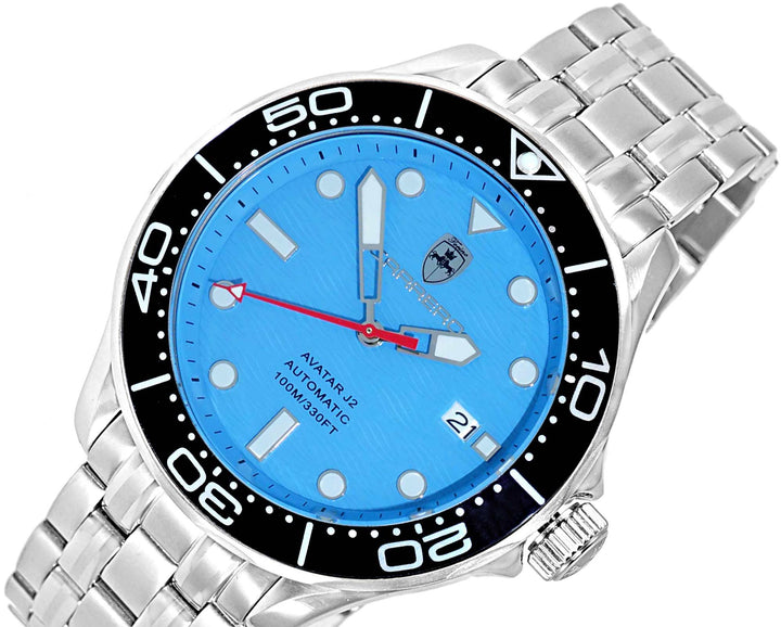 AVATAR-J2 Silvertone/Light Blue-Black | Light Blue Dial