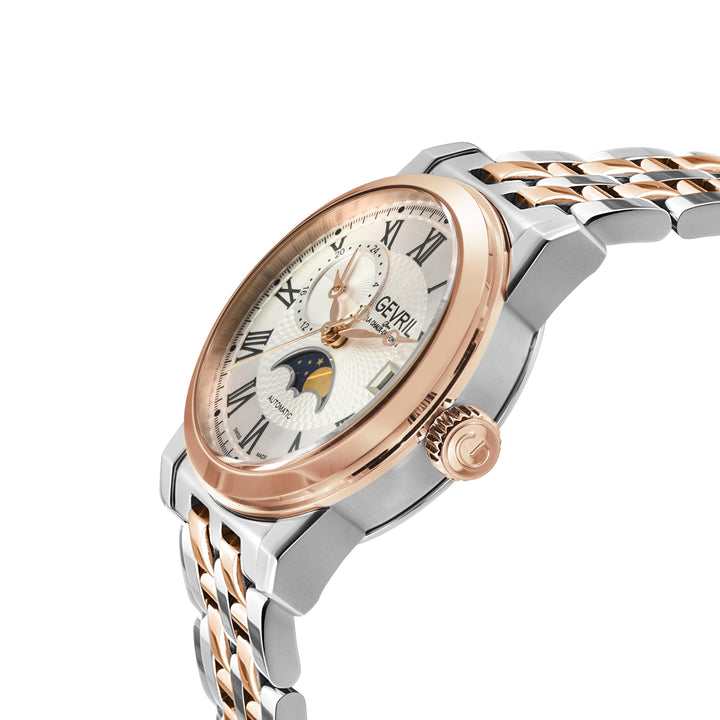 Madison Swiss Made Automatic Moon Phase, IP Rose Gold Case, White Dial. | White 