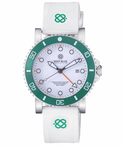 Green Land Diver Gmt 2 44mm White / Rubber | White Dial