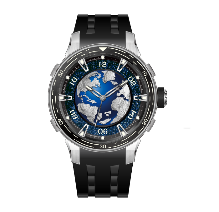 Celestial Blue Dial Black Rubber Strap 40.2mm Blue Dial