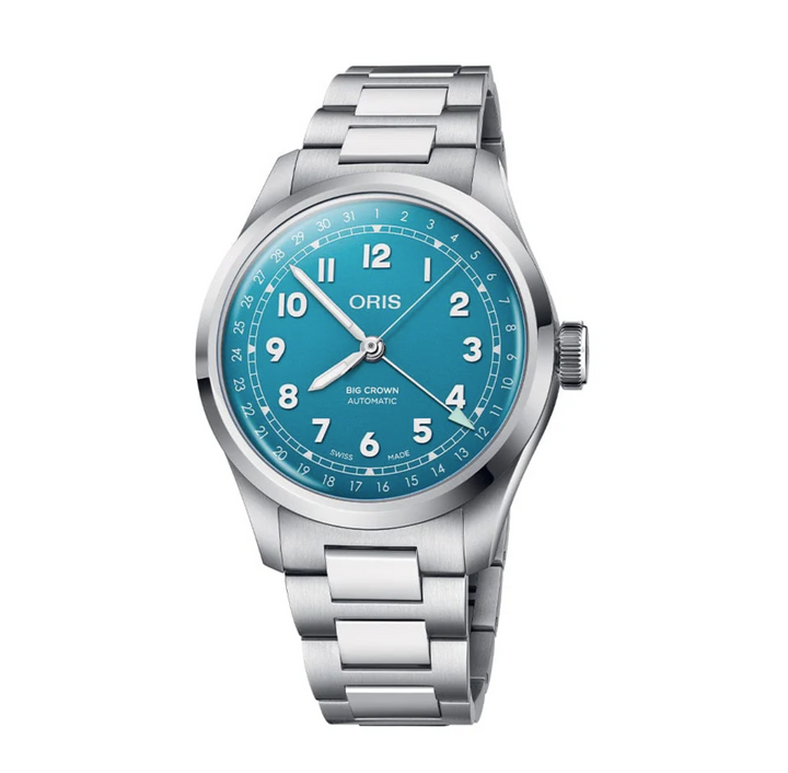 Big Crown Pointer Date Blue/Silver Stainless Steel Blue Dial