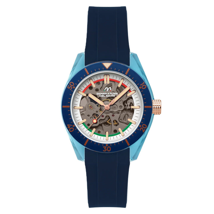 Ortona Electric Blue / Blue Silicone Strap White Dial