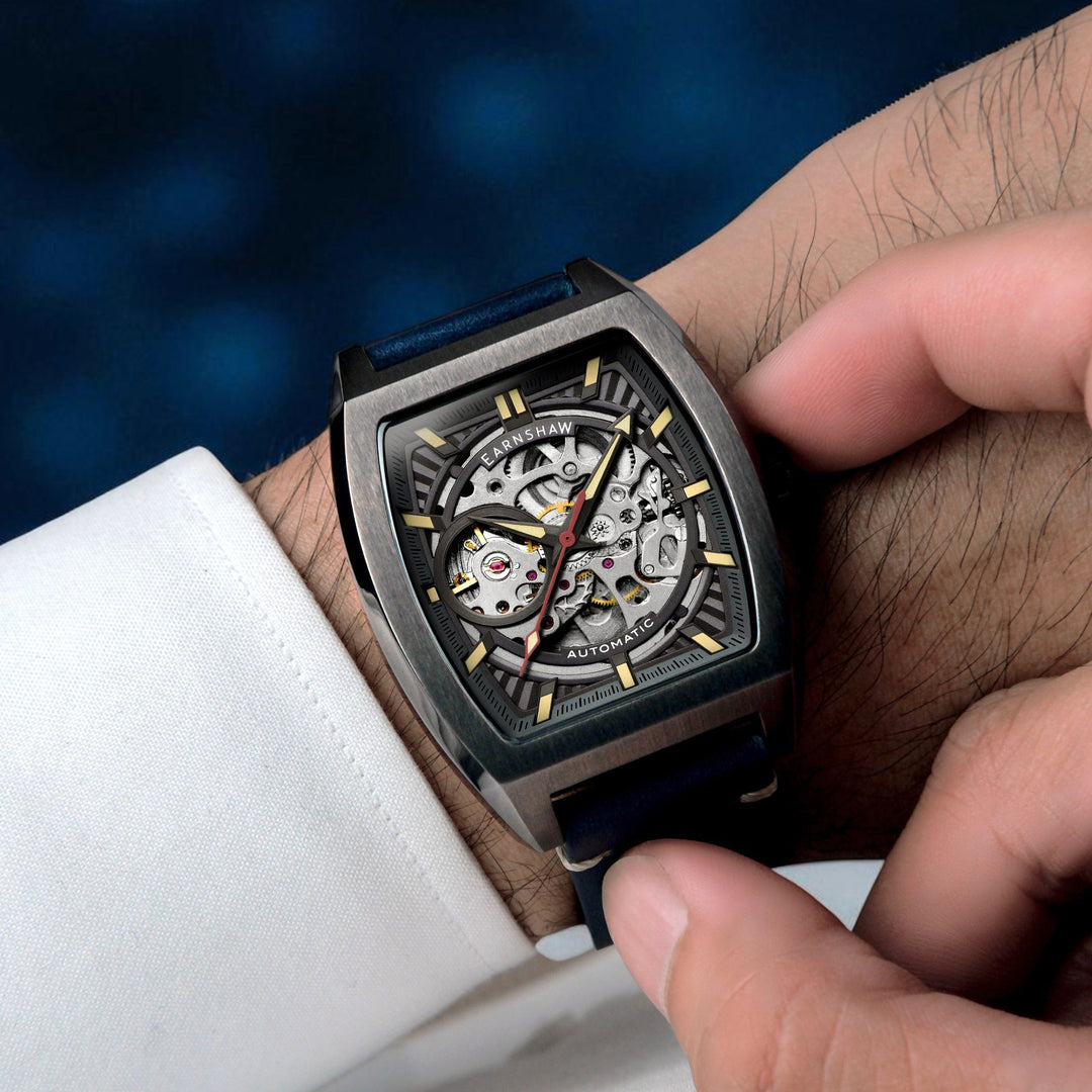 Heritage Wellington Skeleton Automatic Grey / Genuine Leather Grey Dial