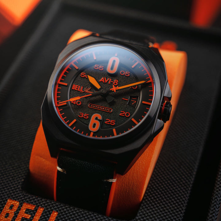 Bell X-1 Machbuster Automatic Black / Black Hybrid leather and rubber strap | Bl