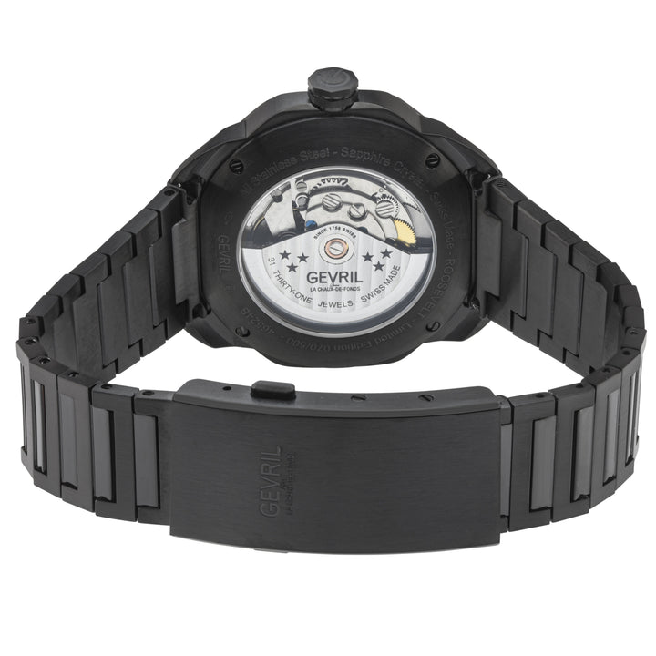 Roosevelt Gevril IPBLK Case, IPBLK Bezel, Black checkered dial, IPBLK Bracelet. 