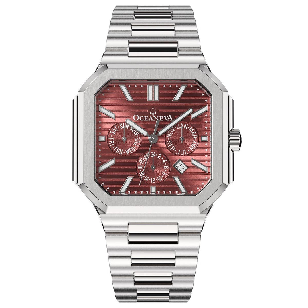 Tenuis Automatic Watch Silver Bezel | Burgundy Dial