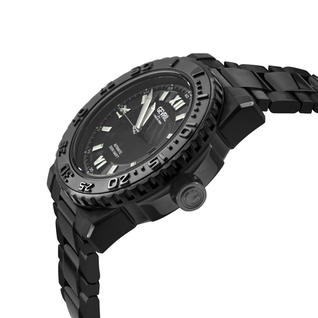 Seacloud Gevril Black PVD Black Dial Luminous Hands Swiss Made Automatic Bracele