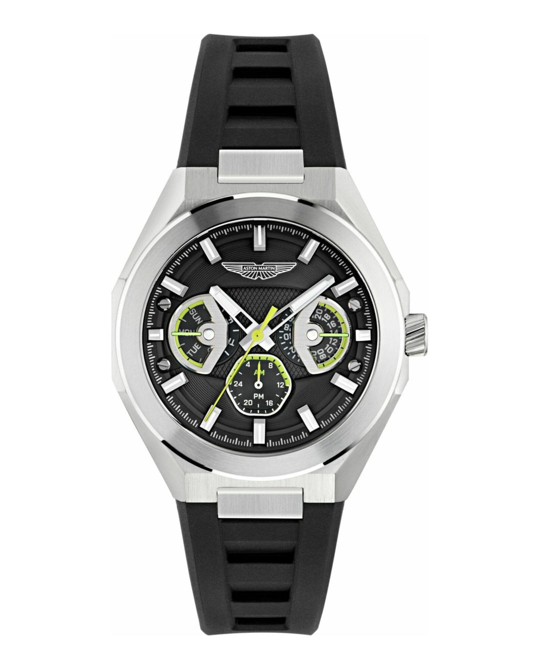 TKS Stainless Steel/ Black Silicone Strap Black Dial