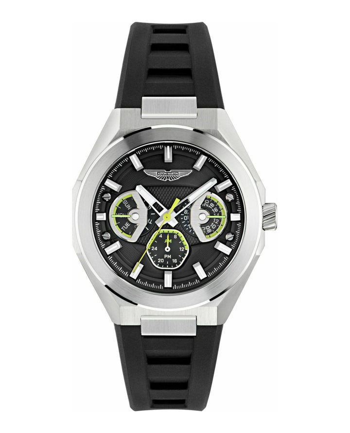 TKS Stainless Steel/ Black Silicone Strap Black Dial