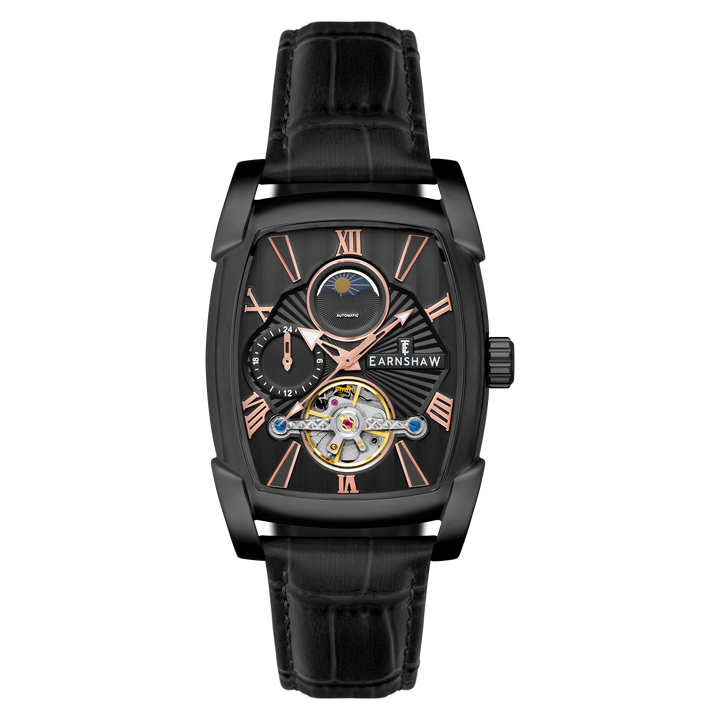 Heritage Kensington Multifunction Automatic Black & Rose Gold / Black Leather | 