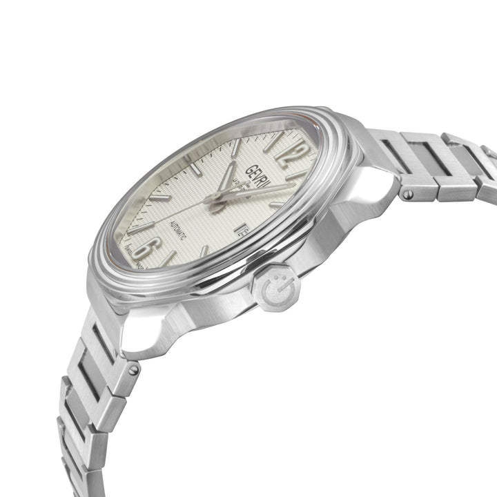 Roosevelt Gevril SS Case, SS Bezel, White checkered dial, SS Bracelet. | White D