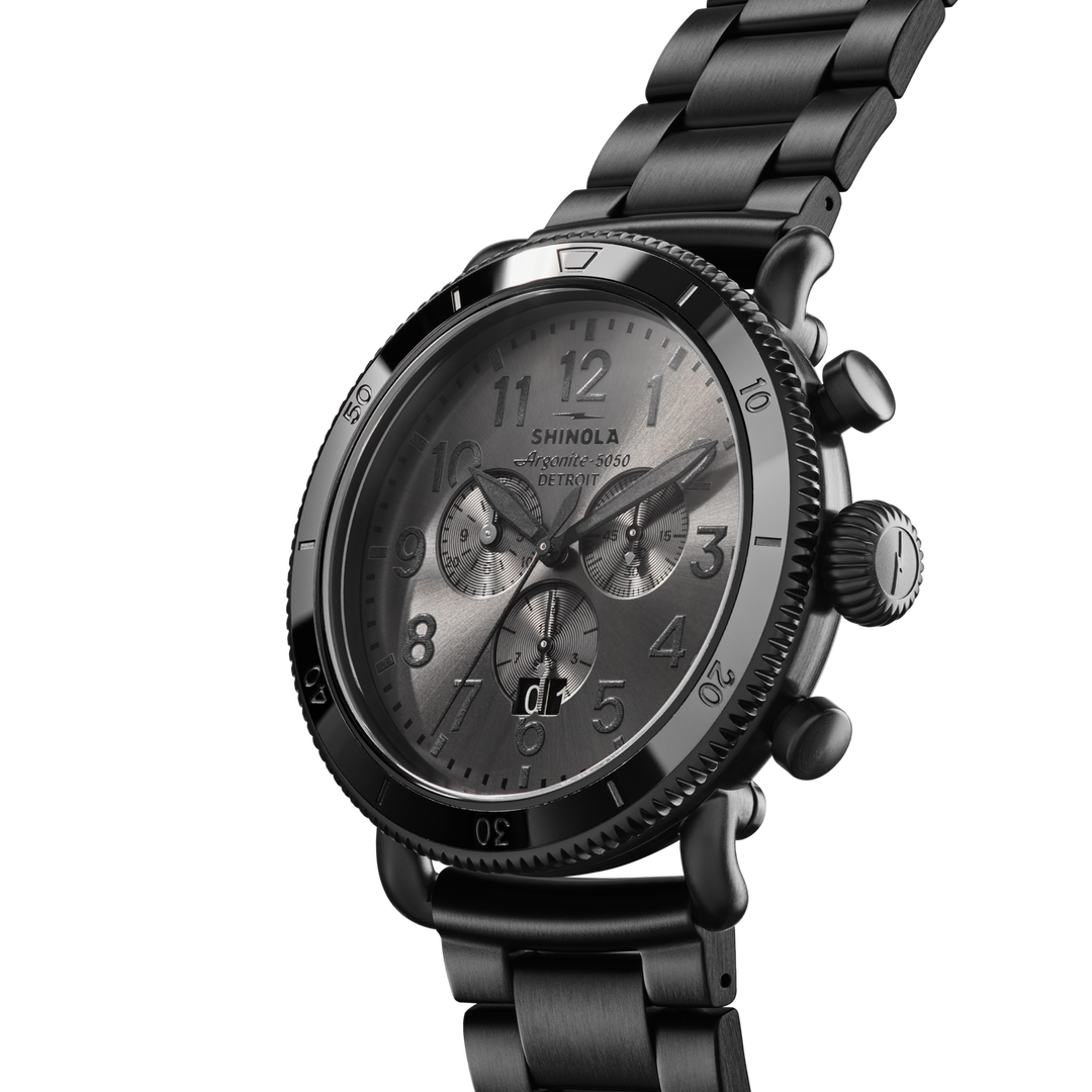 Runwell Sport Chronograph Watch Gunmetal Dial / Black Stainless Steel Bracelet G