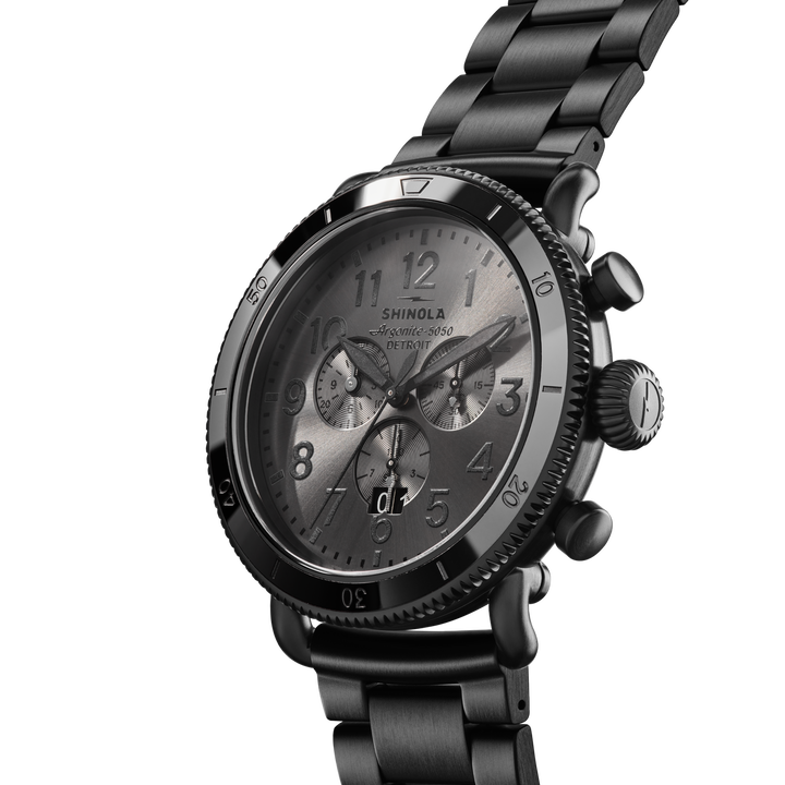 Runwell Sport Chronograph Watch Gunmetal Dial / Black Stainless Steel Bracelet G