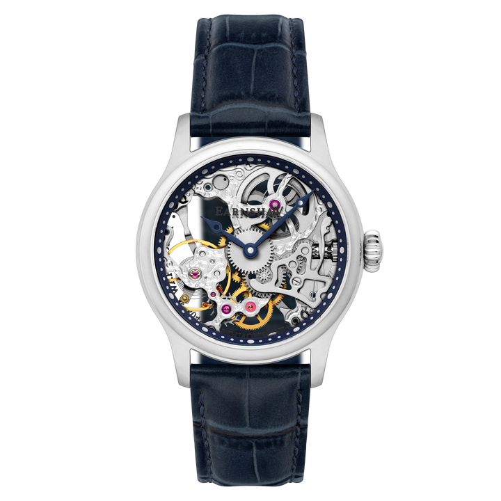 Bauer Mechanical Skeleton Silver / Genuine Leather | Silver Dial