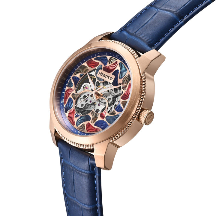 Emmanuel Semi Skeleton Custom Dial Blue/Rose Gold MULTICOLOR Dial