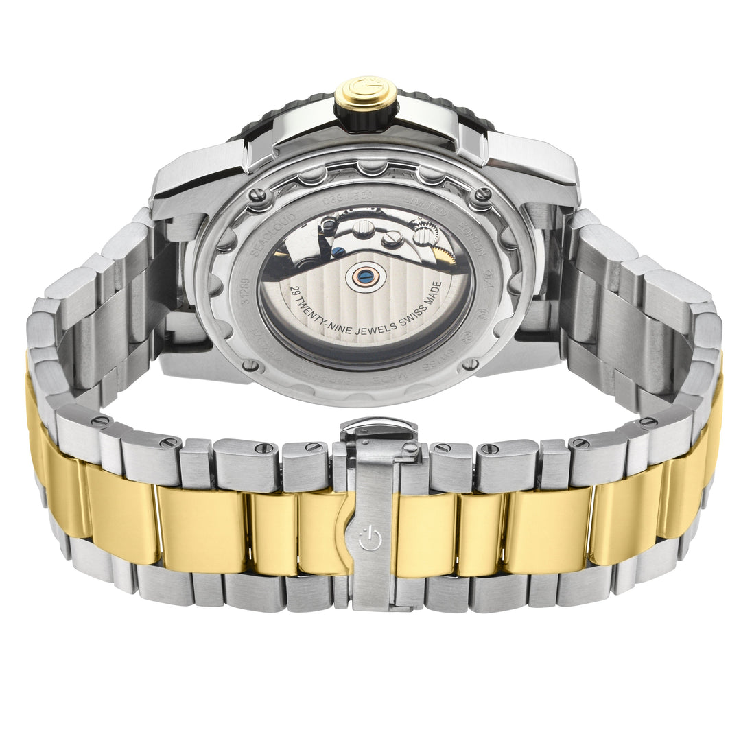 Seacloud Gevril Two tone Stainless Steel Gold Tone Blue Dial Luminous Hands Swis