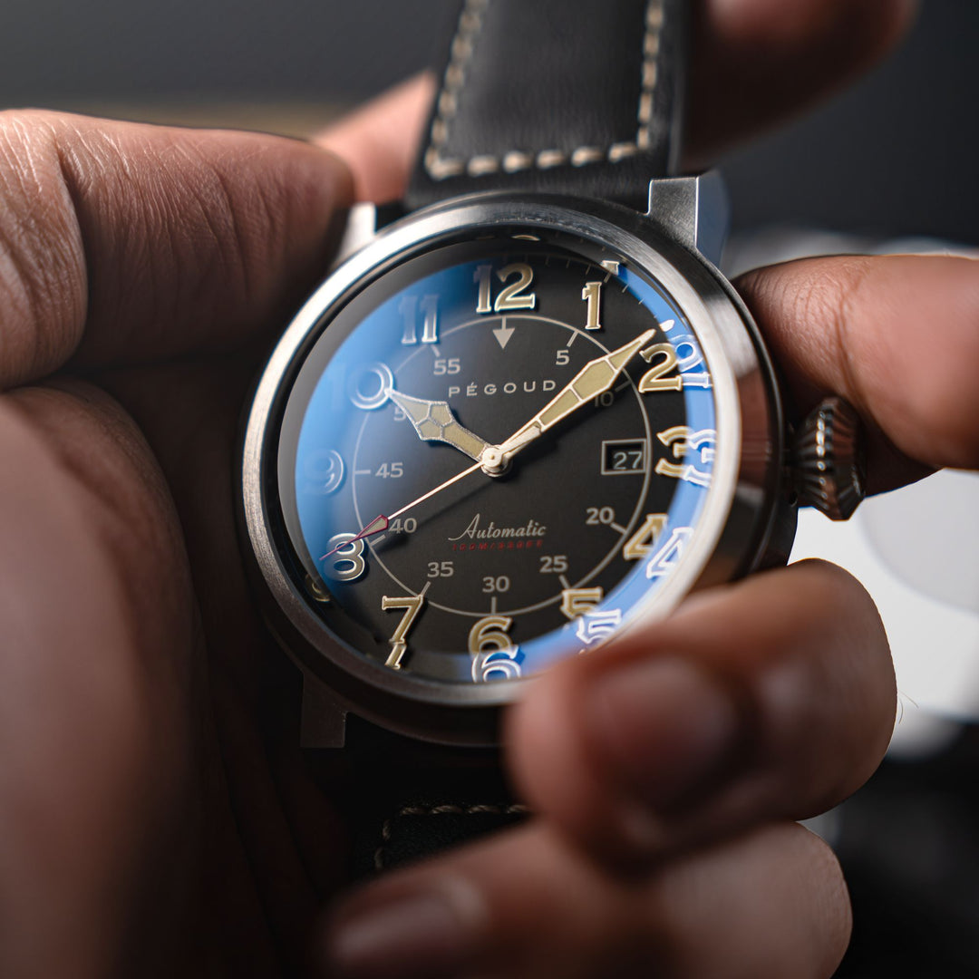 Le Pilote Automatic Black / Black Leather | Black Dial