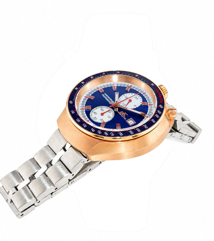 MUSCLE COLLECTION BLUE-ROSETONE/ SILVER TONE Blue Dial