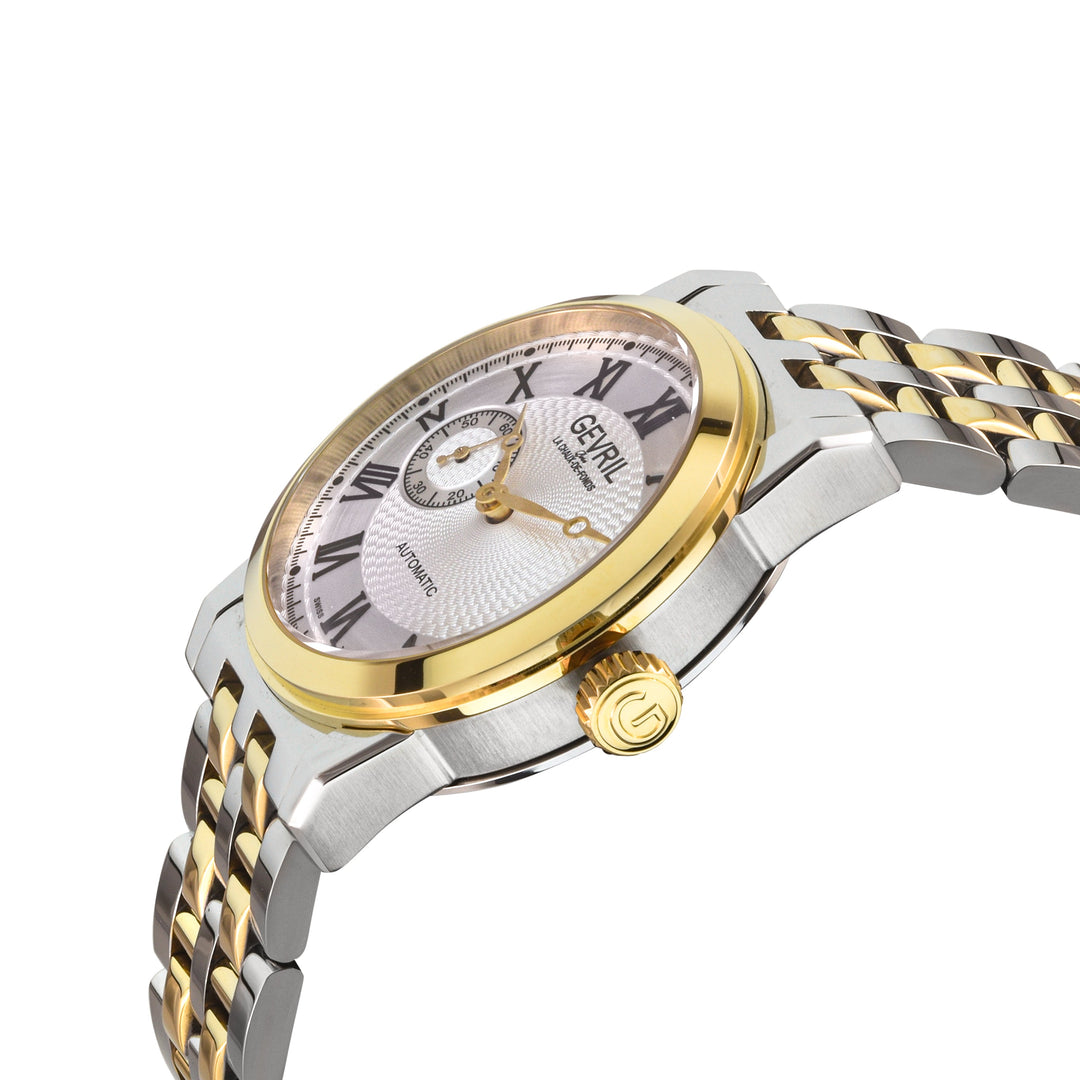 Madison Swiss Made Automatic , SS Case, White Dial. IPYG Bezel, Sub dial, SS/IPY