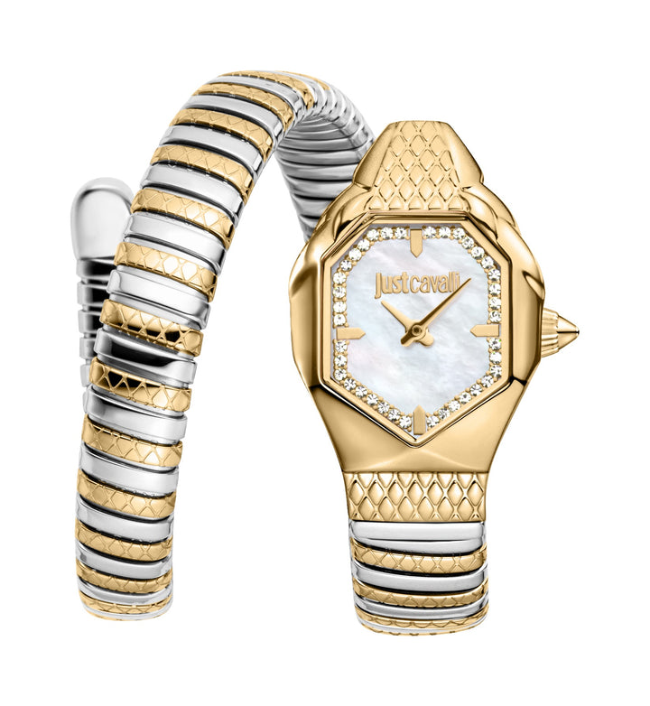 Snake 22mm / White Mother-of-Pearl / Silver and Gold | White Mother-of-Pearl Dia