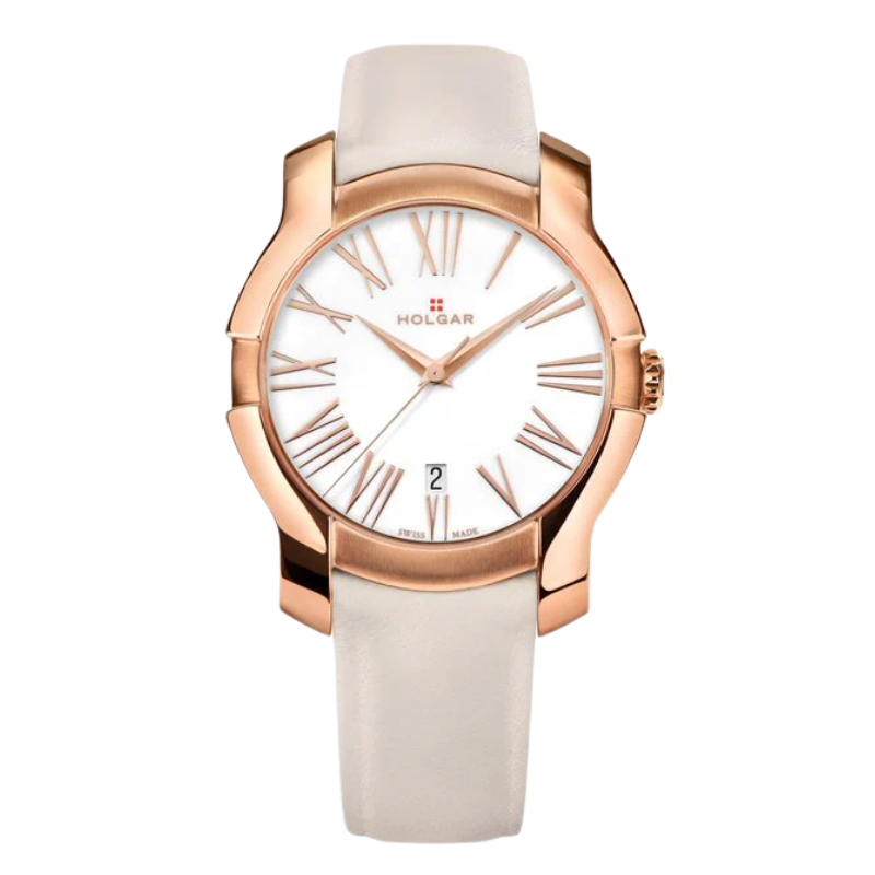 Women's White Dial, 5N Rose Gold Case and Cream Leather Strap | White Dial