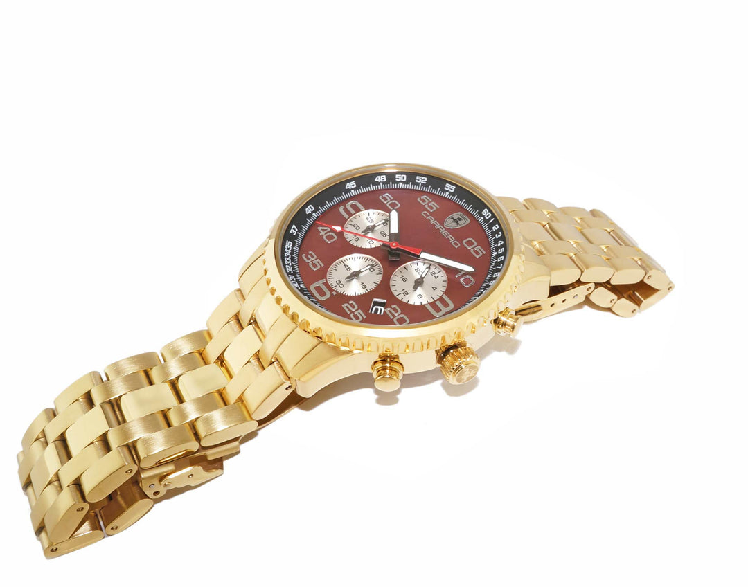 Aureum-MB Goldtone/Brown-Black Brown Mother-of-Pearl Dial