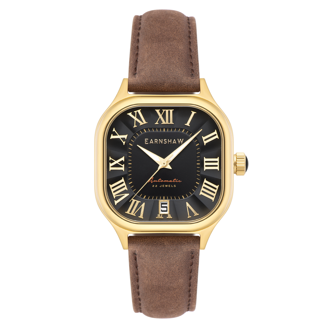 Coussin Automatic Black / Brown Genuine Leather | Black Dial