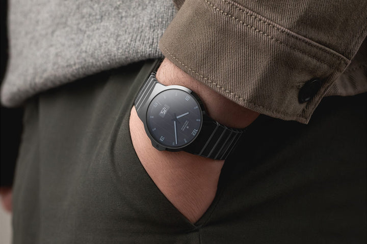 Force Mega Solar Black Ceramic / Ceramic Bracelet Black Dial