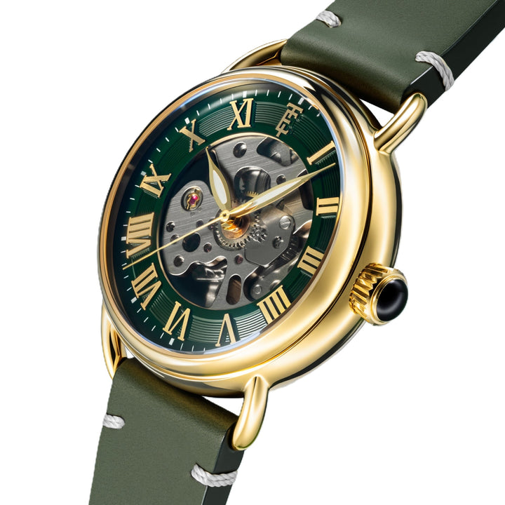Investigator 40 Fern Green  / Green  Leather Strap Green Dial