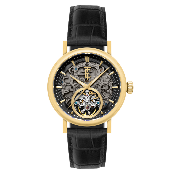Beaufort Noir Glow / Black Leather Strap Black Dial
