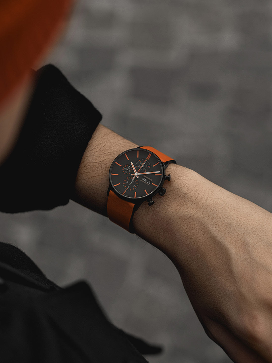 Form A Chronoscope Black Dial / Orange Leather Strap Black Dial