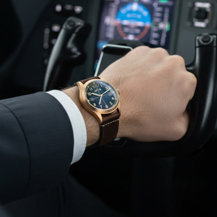 Flyboy Eagle Squadron Automatic Bronze 85th Limited Edition Black / Genuine Leat