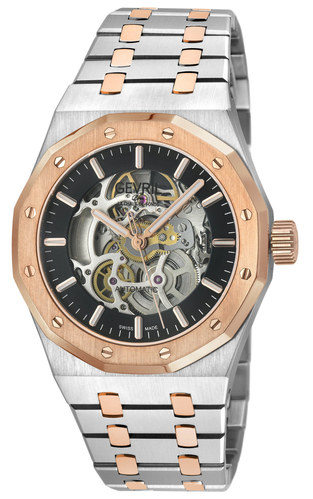 Gotham -Skeleton Swiss Automatic Movement, Skeleton  Dial, Two toned 316L Stainl