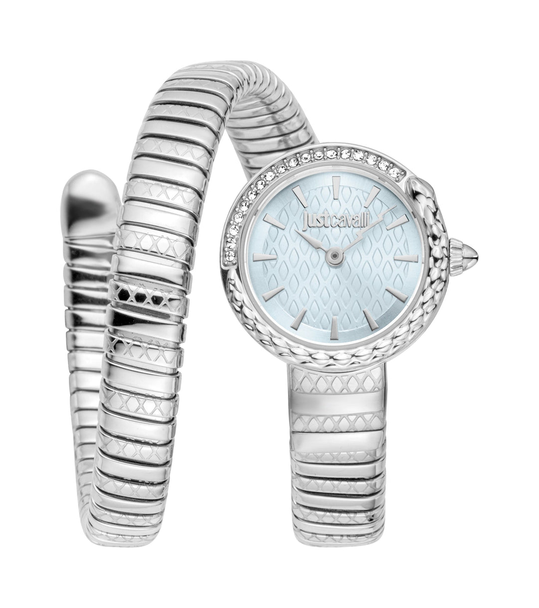 Just Cavalli 22mm / Silver / Light Blue | Light Blue Dial