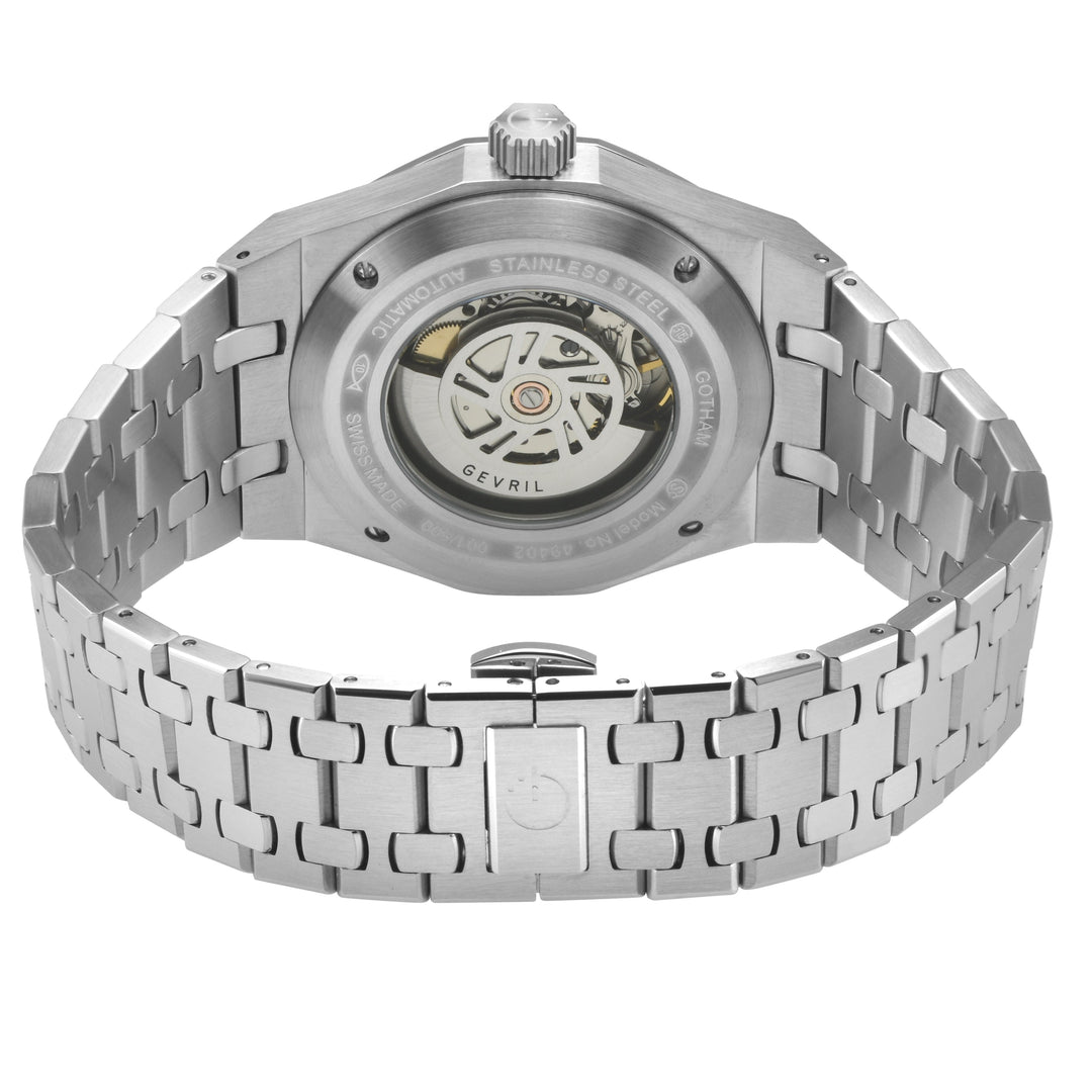 Gotham Swiss Automatic Movement, Silver/White Embossed Dial, 316L Stainless Stee