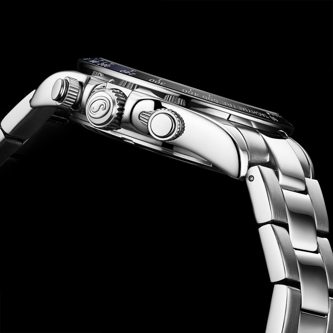 Chronomark 4066 Black Textured Chronograph Dial/ Stainless Steel bracelet | Blac