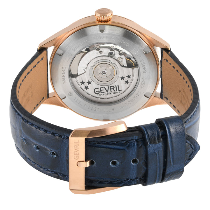 Empire Swiss made Automatic ETA 2895, RG Case, Blue Dial, second subdials | Blue
