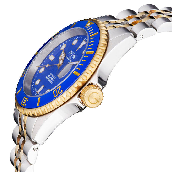 Wall Street Gevril Swiss Made SW200 Steel Rotating bezel Watch, 316L Case, Blue 