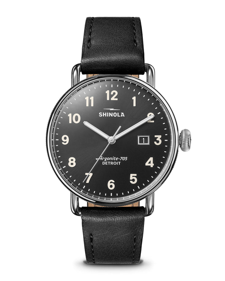 Canfield 3HD 38mm, Black Leather Strap Black | Black Dial