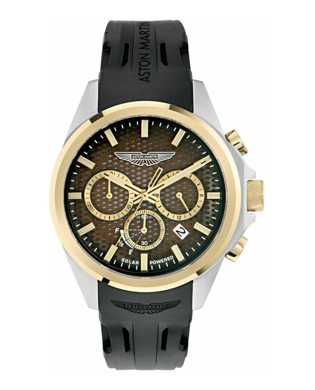 HLC Chrono Solar Two Tone Case/ Brown Dial/Black Silicone Strap Brown Dial