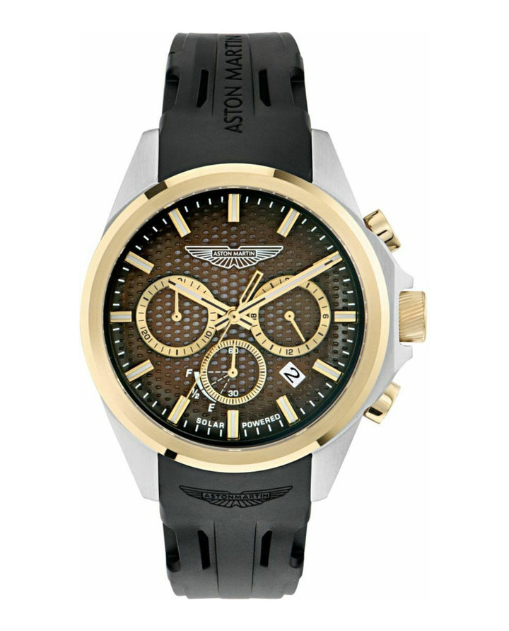 HLC Chrono Solar Two Tone Case/ Brown Dial/Black Silicone Strap Brown Dial