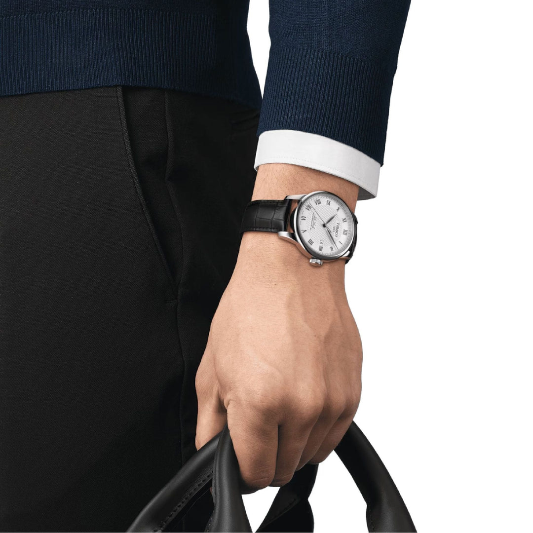 LE LOCLE POWERMATIC 80 Black / Leather Silver Dial