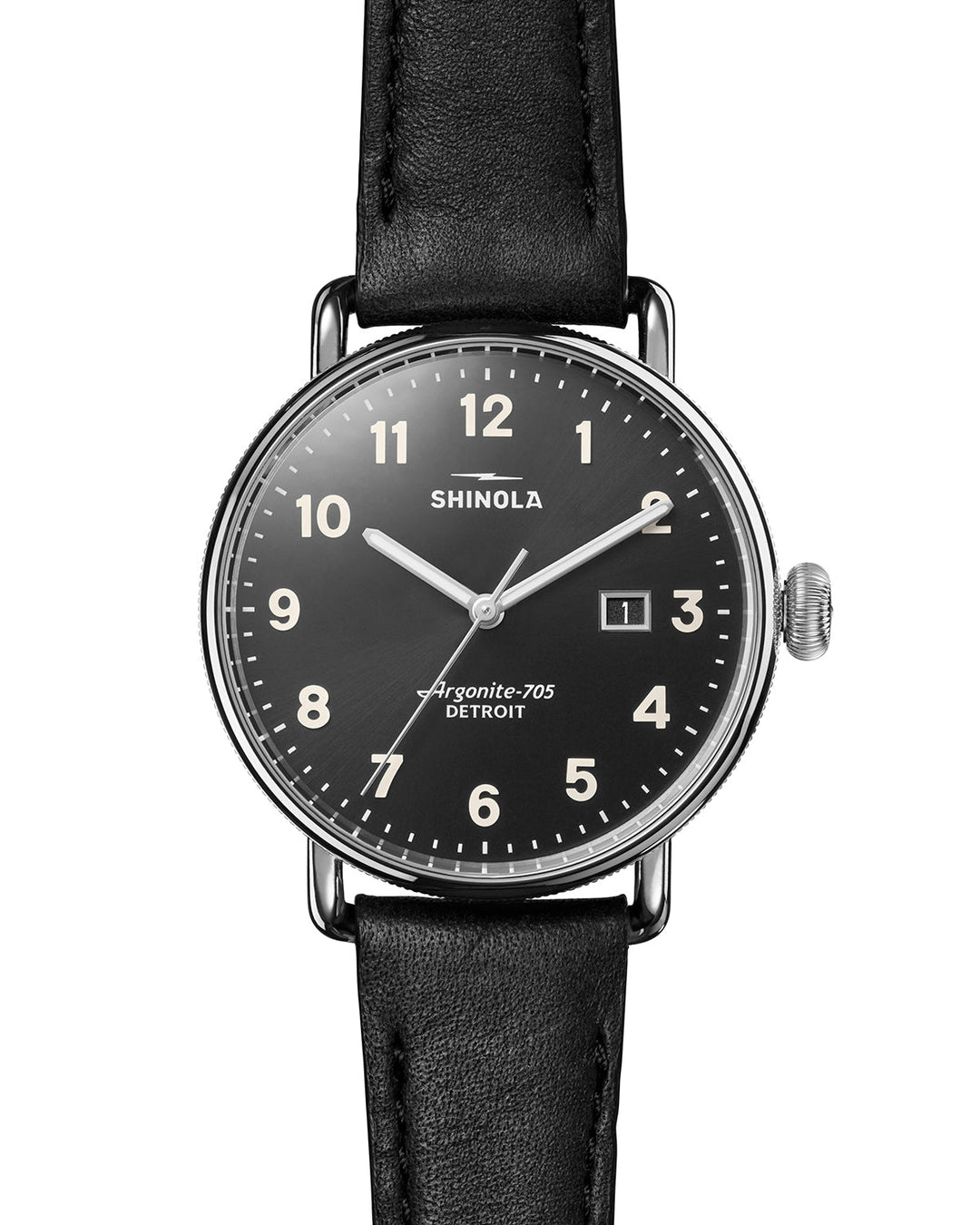 Canfield 3HD 38mm, Black Leather Strap Black | Black Dial